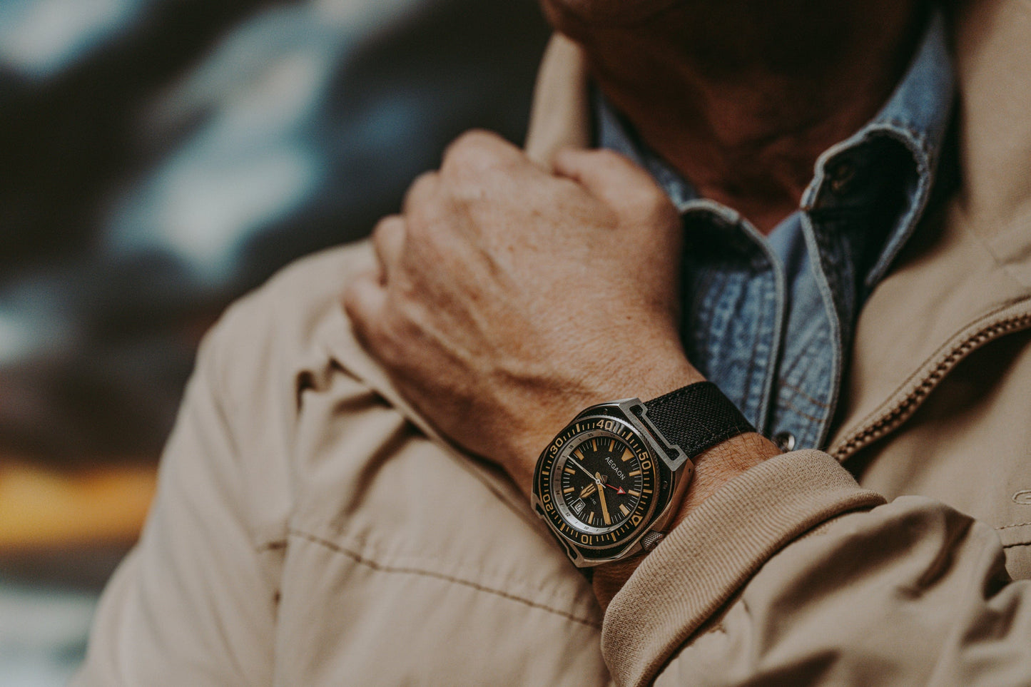 "TEMPTATION III" GMT Automatic Dive Watch (Black)