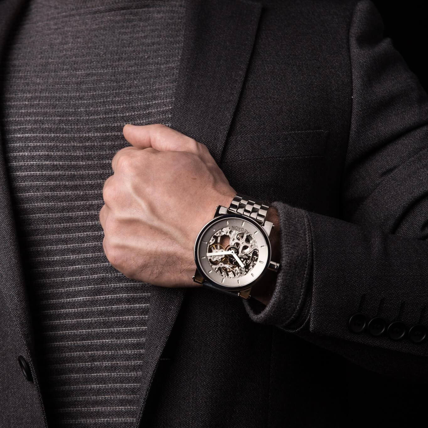 AEGAON Peacemaker 53, skeleton watch, oversized watch, mechanical watch, big mens watch.